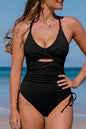 Ribbed Cutout Ruched Monokini