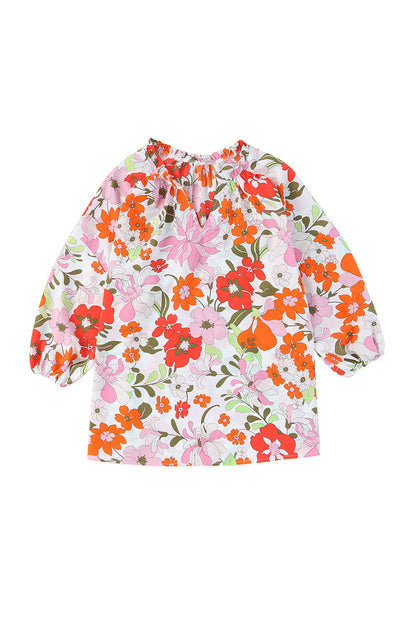 Floral 3/4 Puff Sleeve Blouse