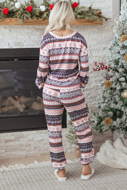 Christmas Geometric Pullover and Pants Lounge Set