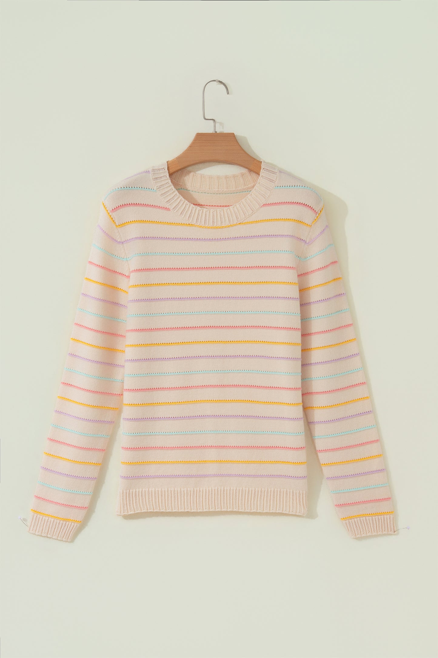 Stripe Crew Neck Long Sleeve Knit Sweater