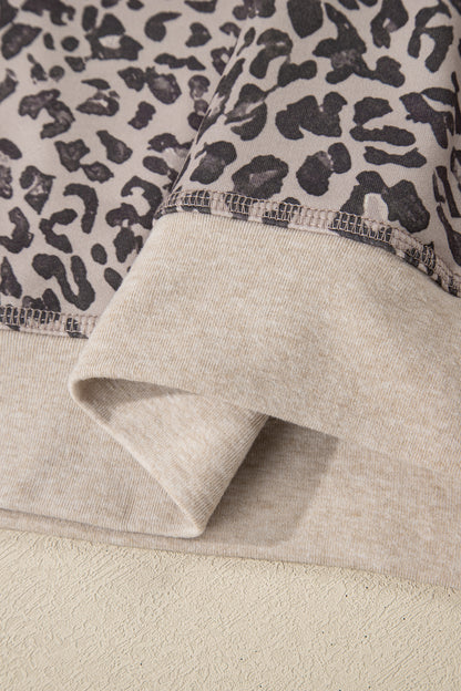 Leopard Patchwork Crew Neck Sweatshirt
