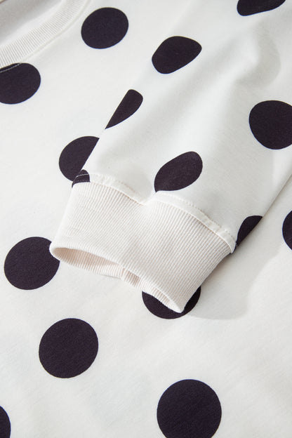 Polka Dot Pullover and Drawstring Shorts Set