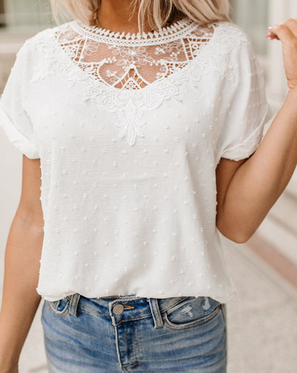 Swiss Dot Lace Applique Top