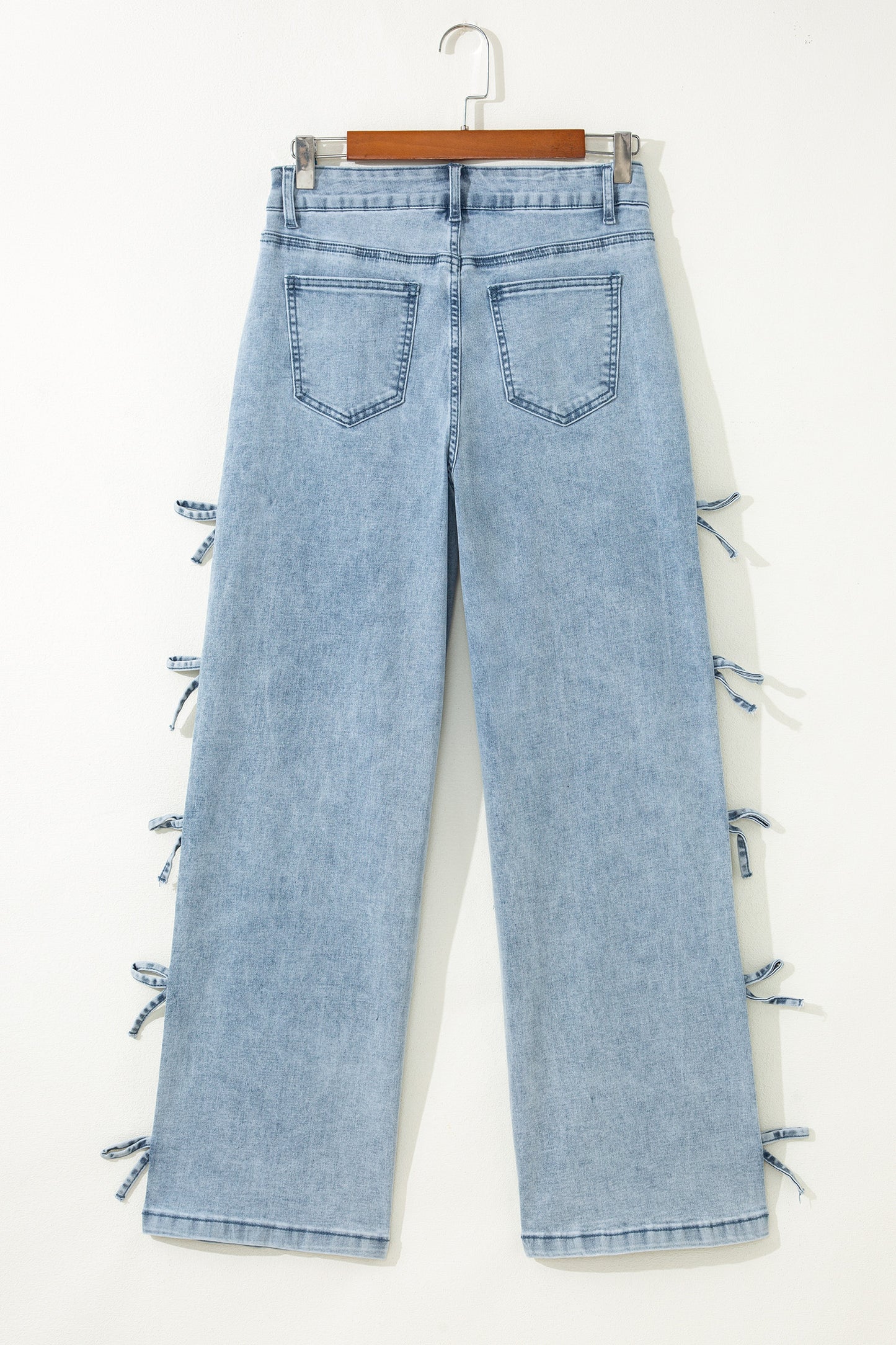 Denim Bow Side Straight Leg Jeans