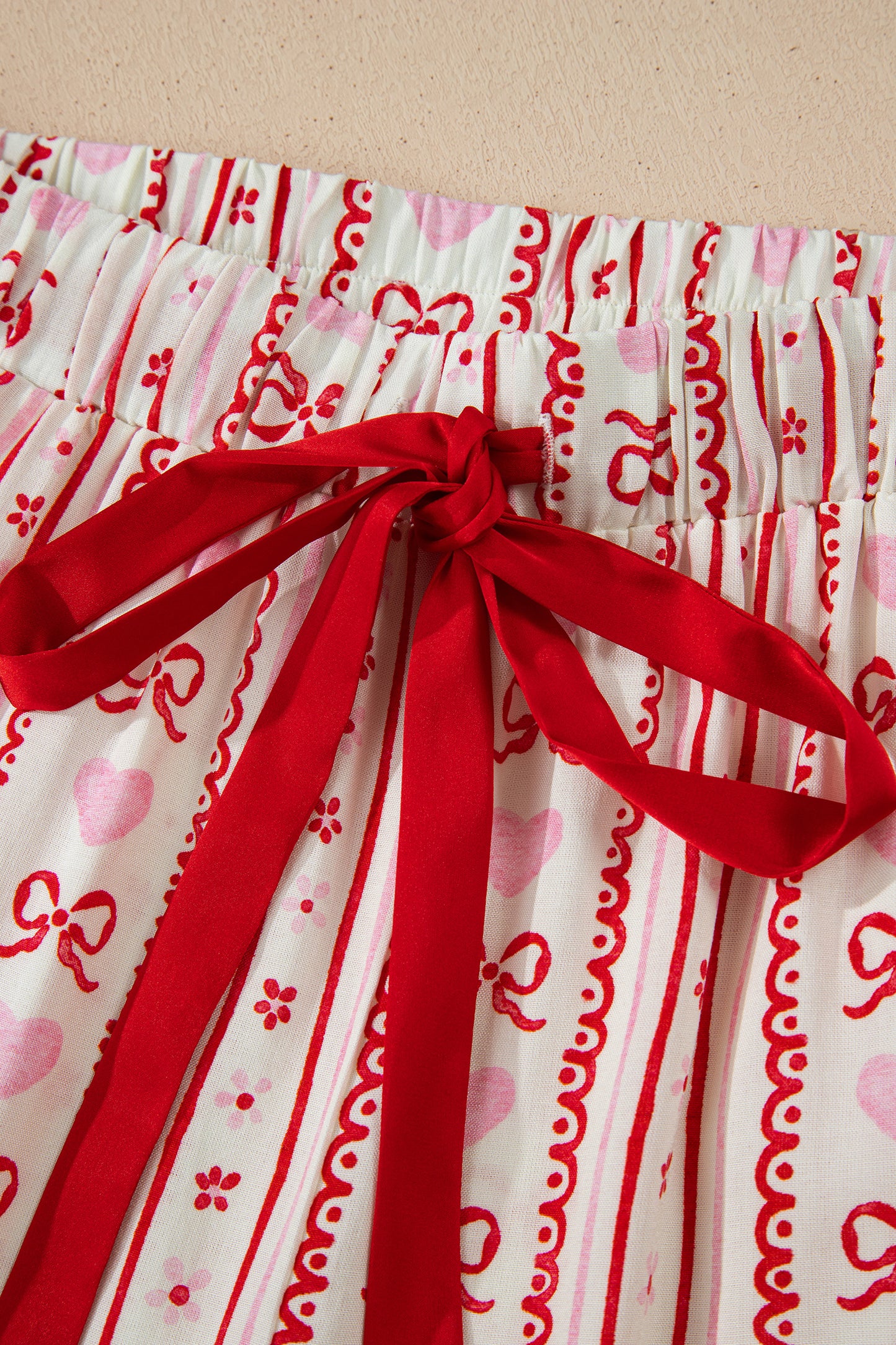Valentine Heart Bow Shirt and Shorts Pajama Set