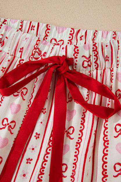 Valentine Heart Bow Shirt and Shorts Pajama Set