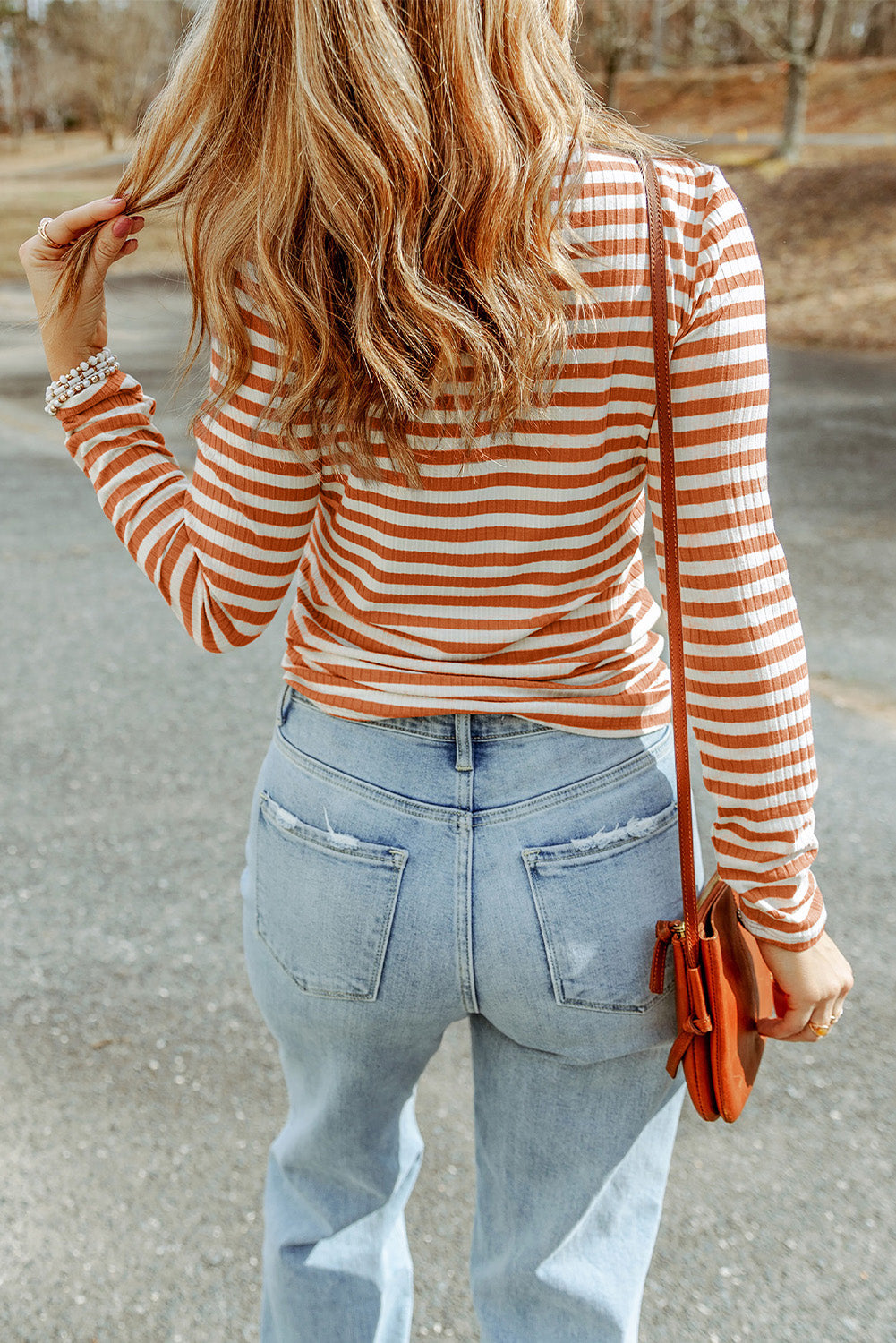 Stripe Ribbed Long Sleeve Tee