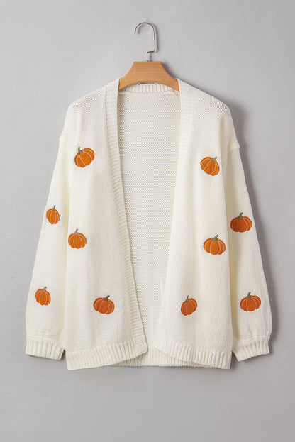 Christmas Tree Pumpkin Open Front Drop Shoulder Cardigan