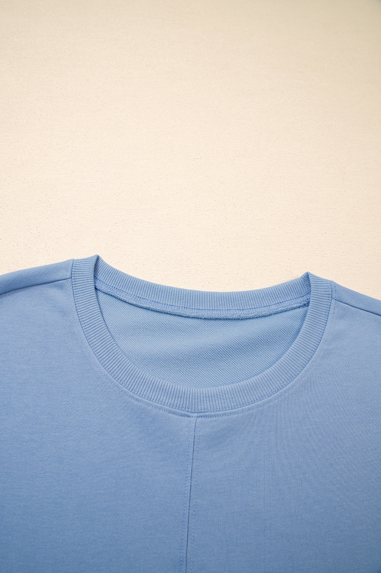 Solid Textured Raw Edge Top and Short Set