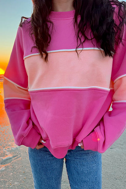 Colorblock Ribbed Trim Sweatshirt