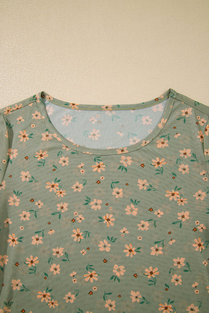 Floral Mesh Long Sleeve Top