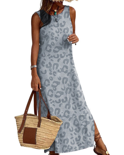 Leopard Sleeveless Maxi Dress