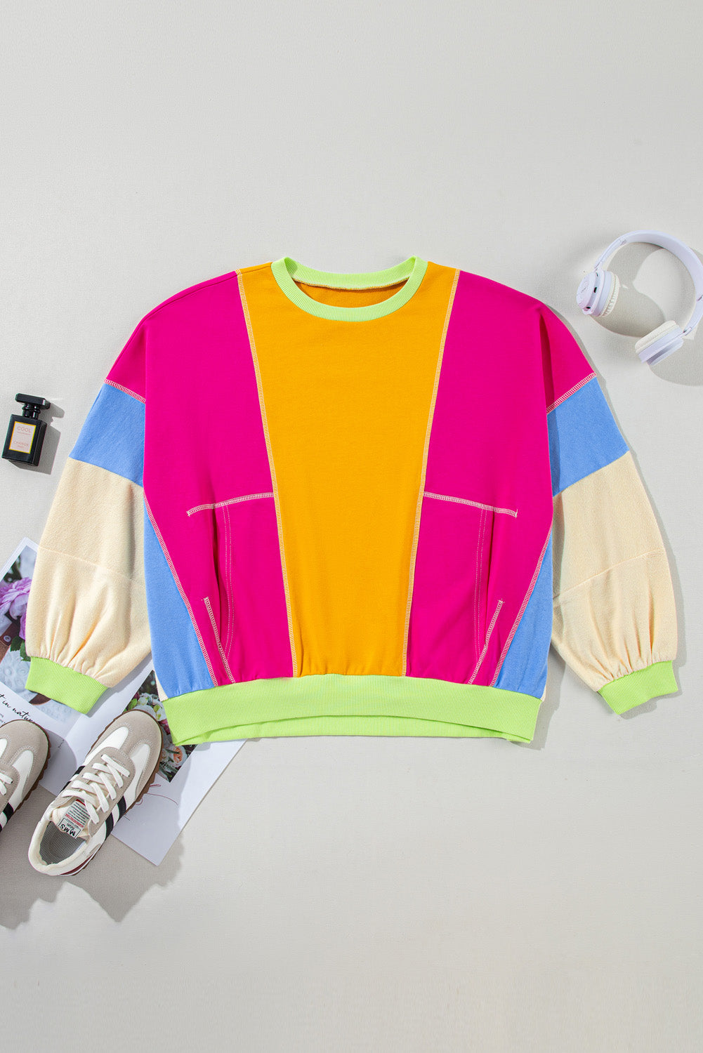 Colorblock Reverse Seam Sweatshirt Plus Size