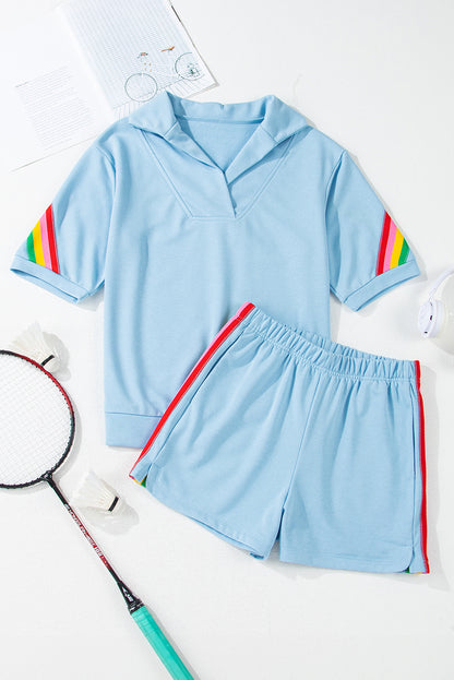 Colorblock Stripe Top and Shorts Set