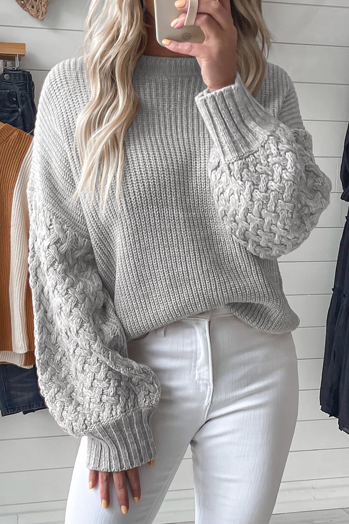 Cable Knit Drop Shoulder Sweater