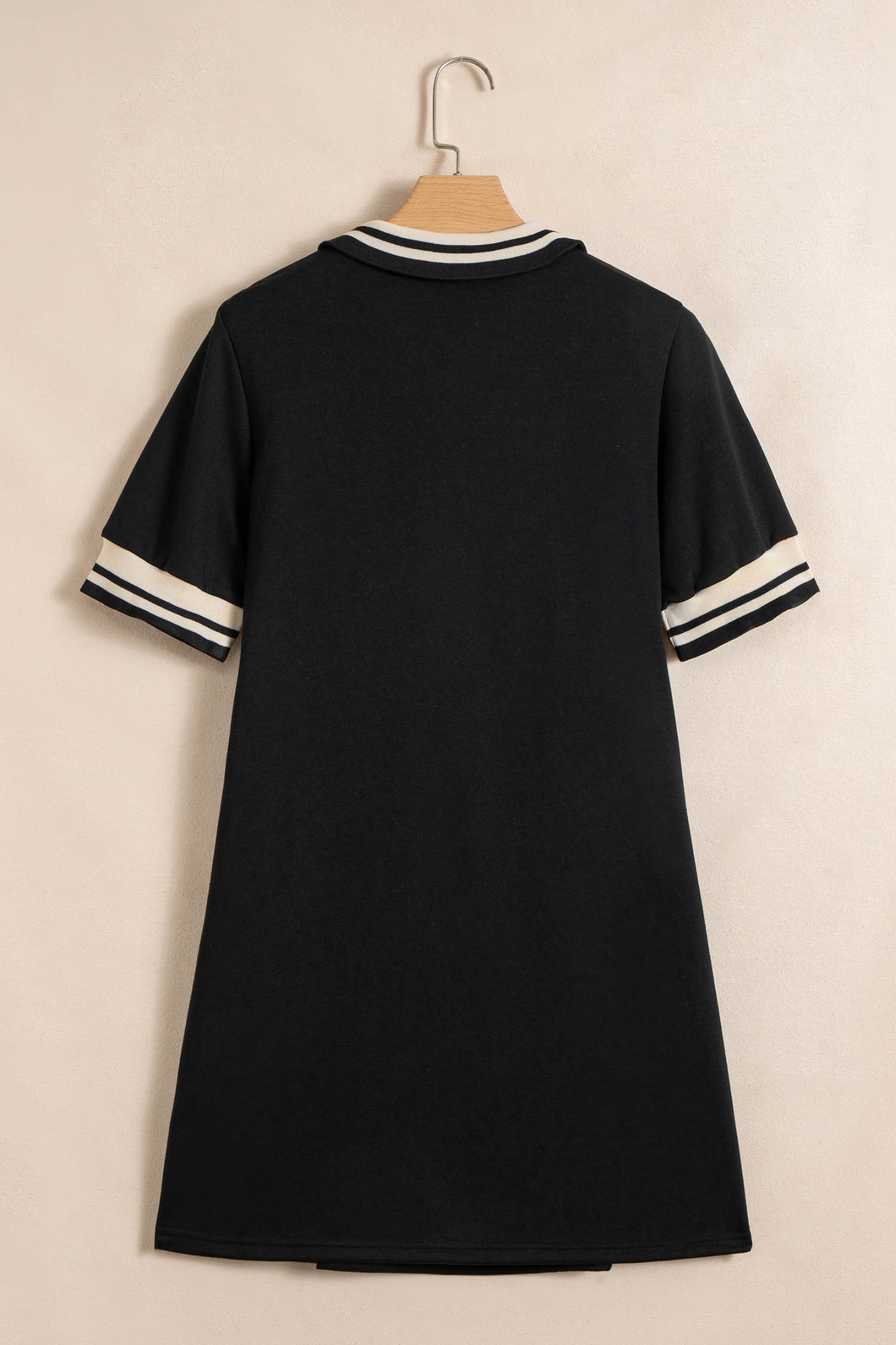 Stripe Trim Zipped Polo Collar Tee Dress