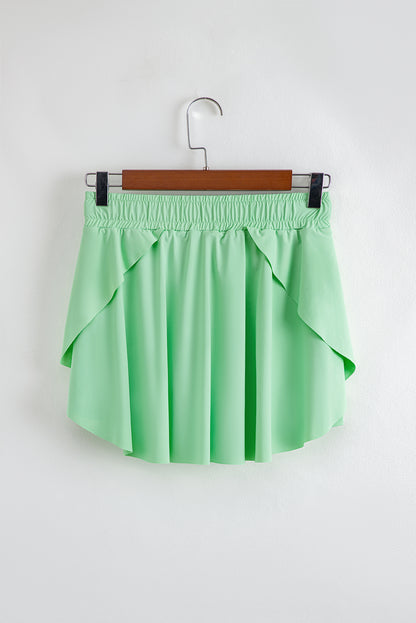 Solid Drawstring Elastic Waist Lined Tennis Skort