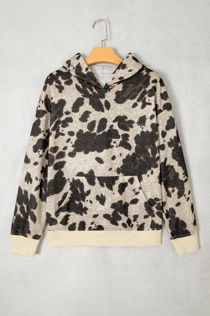 Western Cow Print Kangaroo Pocket Hoodie