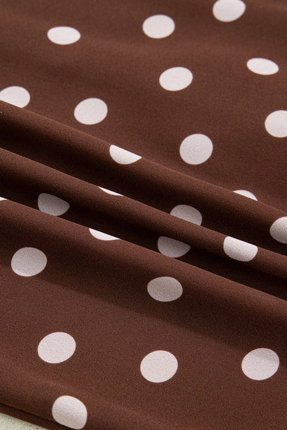 Polka Dot Ruffle Trim V-Neck Bell Sleeve Blouse