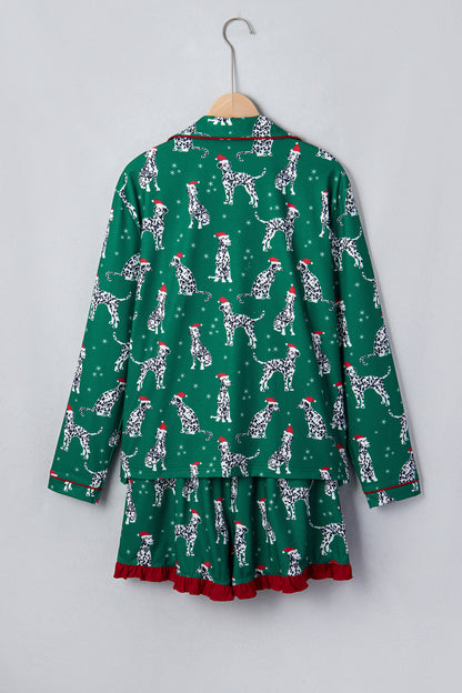 Christmas Dalmatian Top & Short Pajama Set
