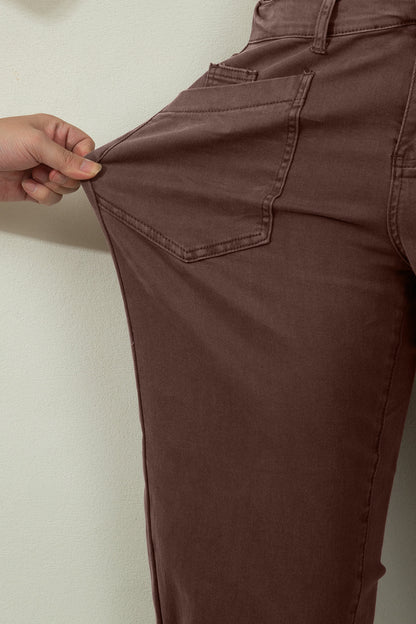 Solid Denim Patch Pocket Barrel Leg Jeans
