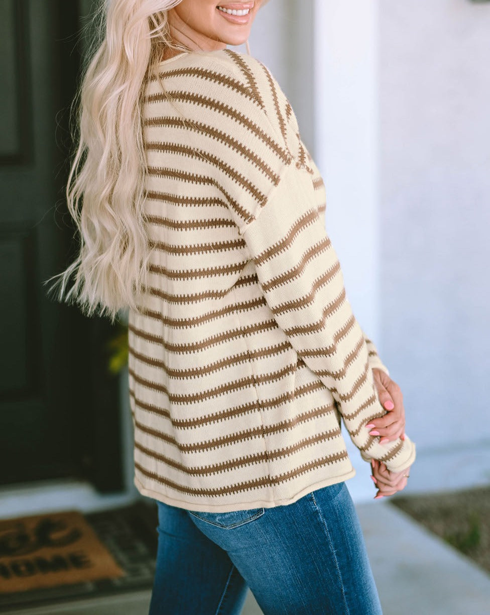 Stripe Drop Shoulder Oversized Sweater