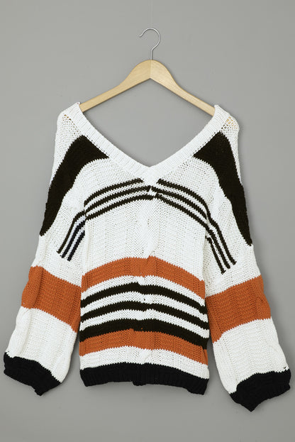 Cable Knit Puff Sleeve Sweater