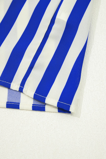 Stripe Balloon Sleeve Button-Up Shirt