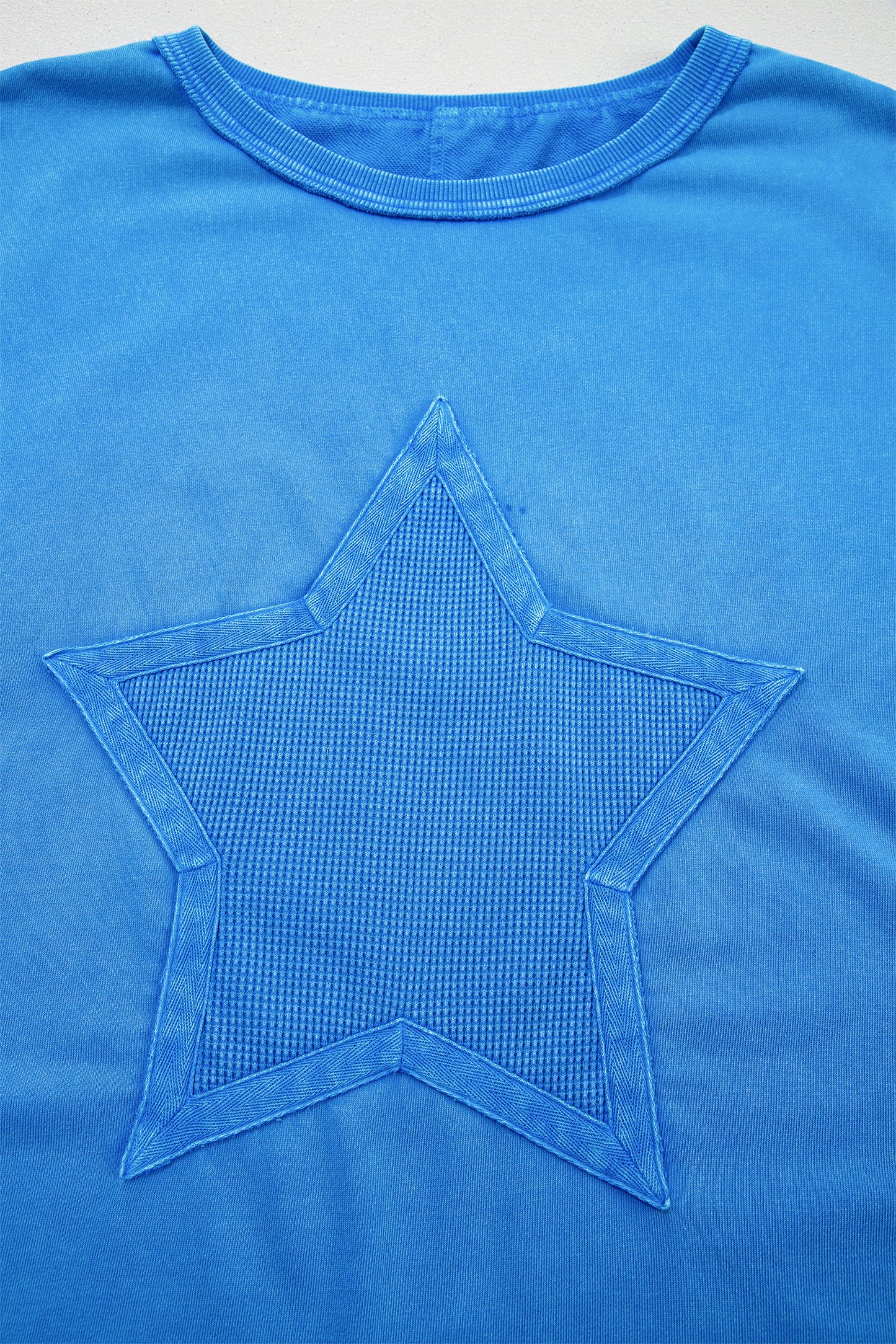 Star Waffle Knit Patchwork Mineral Wash Tee