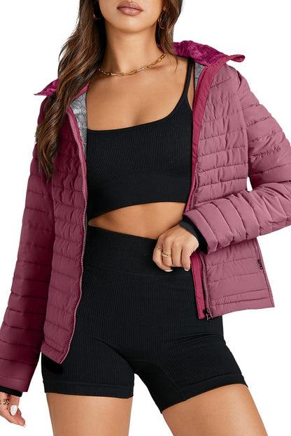 Solid Zip-Up Puffer Jacket