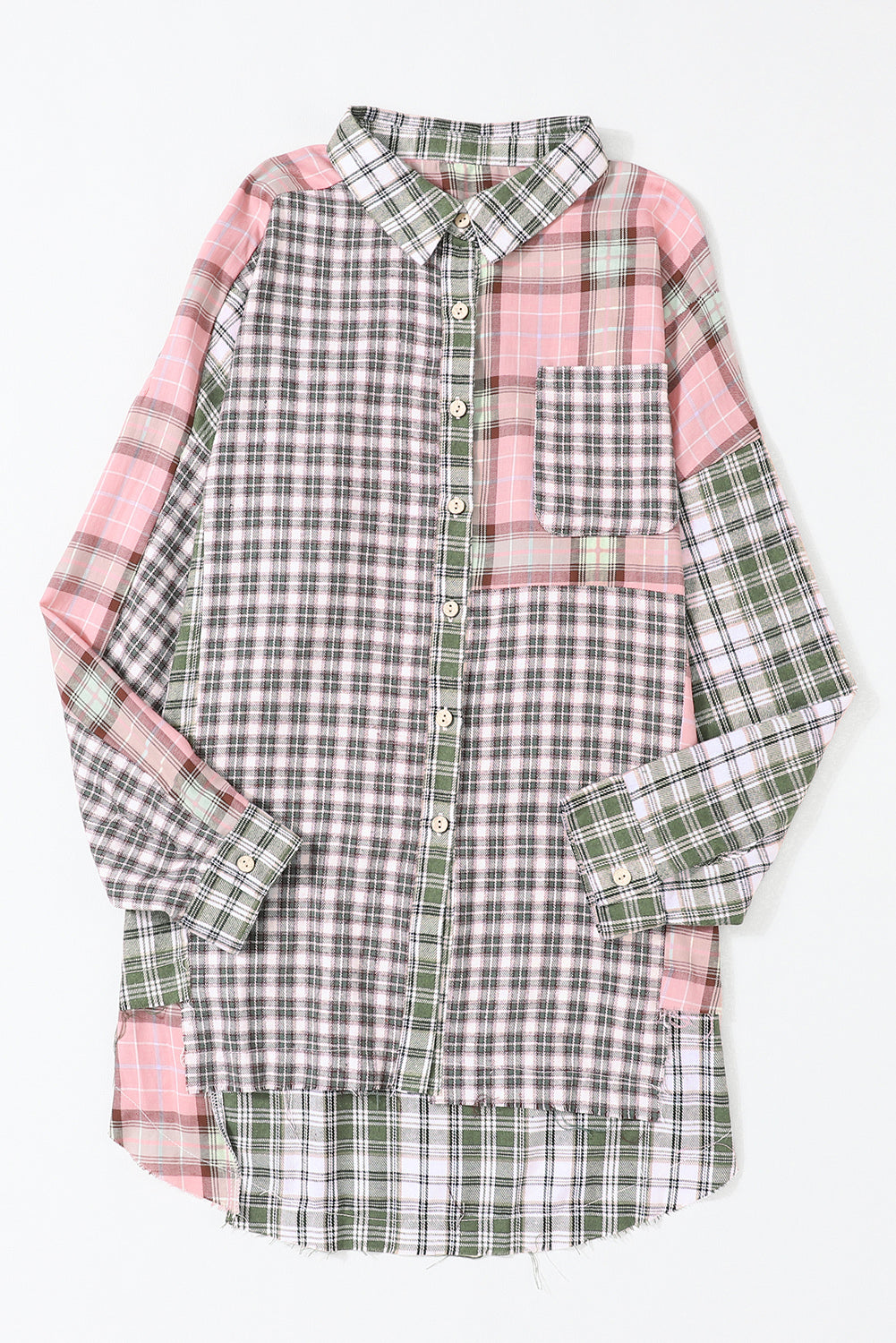 Plaid Hi-Low Button Front Shirt