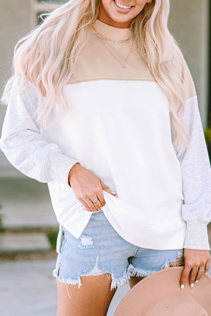 Colorblock Mock Neck Sweatshirt