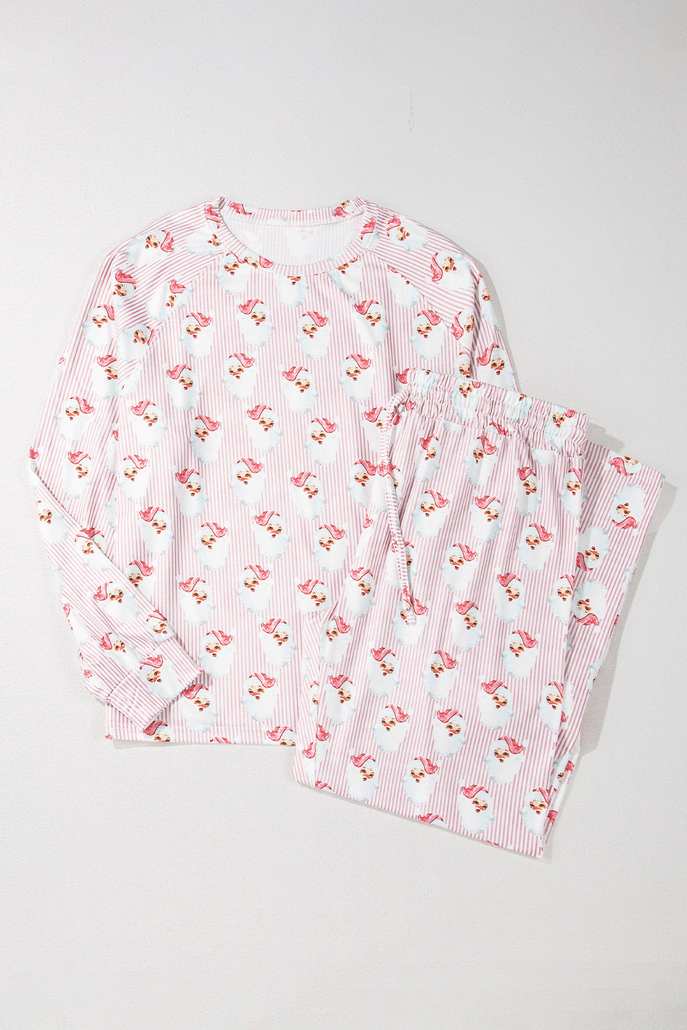 Christmas Santa Claus Stripe Top and Pants Lounge Set