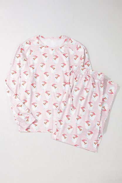 Christmas Santa Claus Stripe Top and Pants Lounge Set