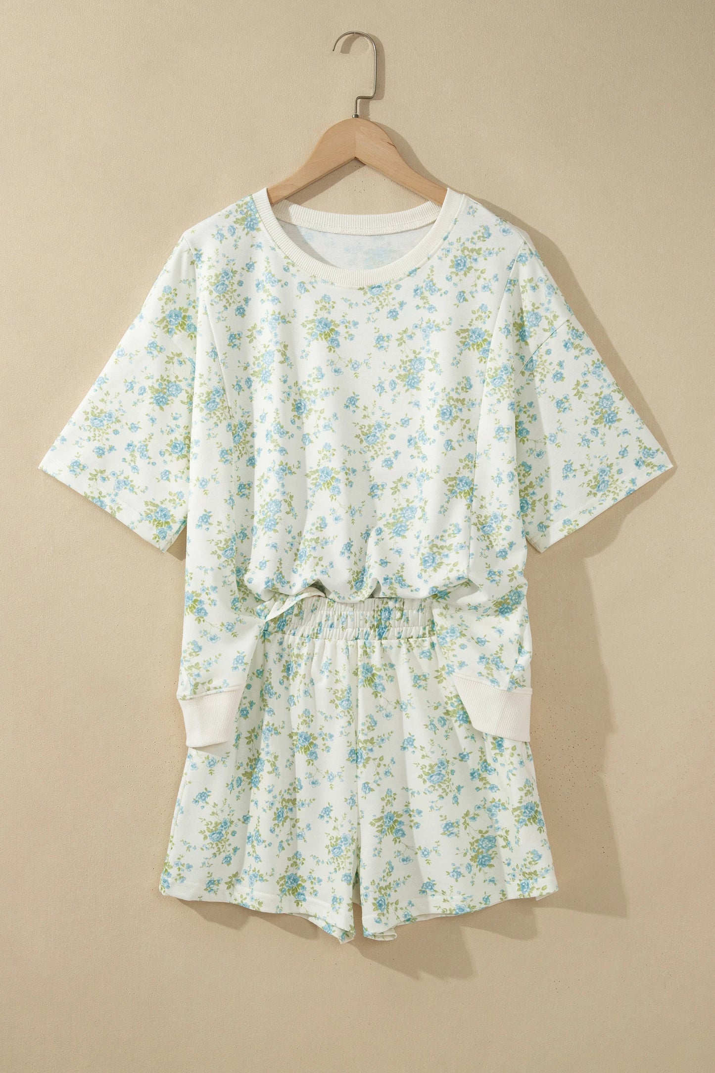 Floral Short Sleeve & Elastic Waist Short Sets