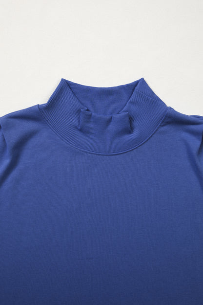 Solid Mock Neck Cap Sleeve Oversized Top