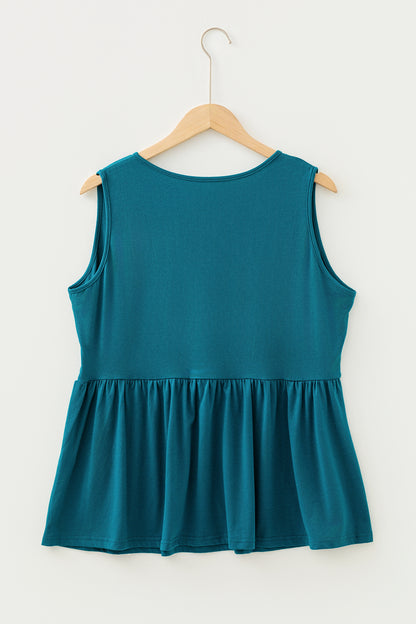 Plus Size Solid Bow-Tie Peplum Tank Top