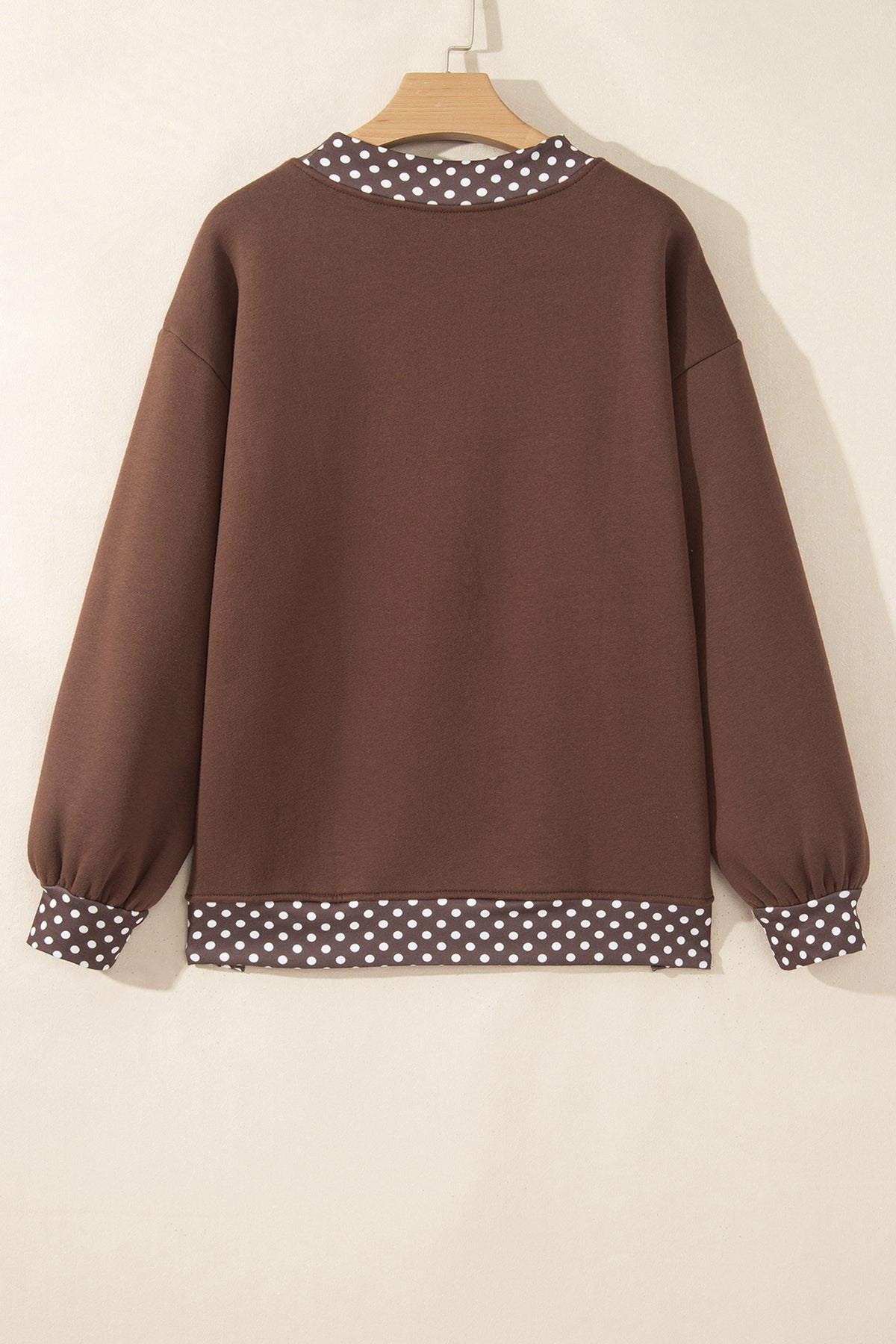 Polka Dot Contrast Trim Mock Neck Sweatshirt