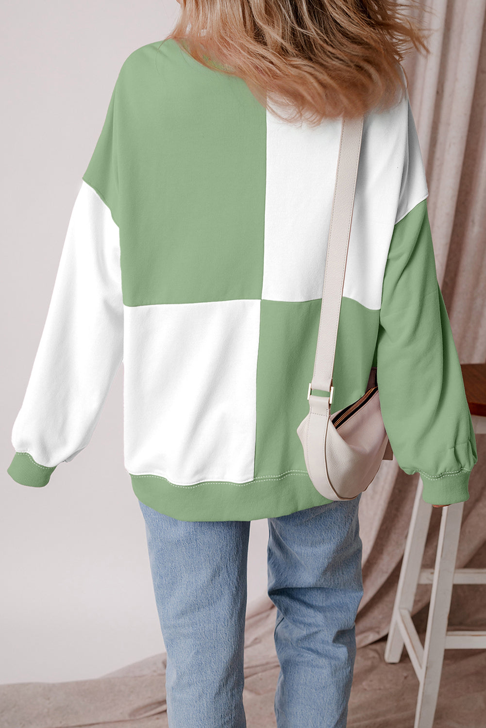 Colorblock Crewneck Henley Sweatshirt