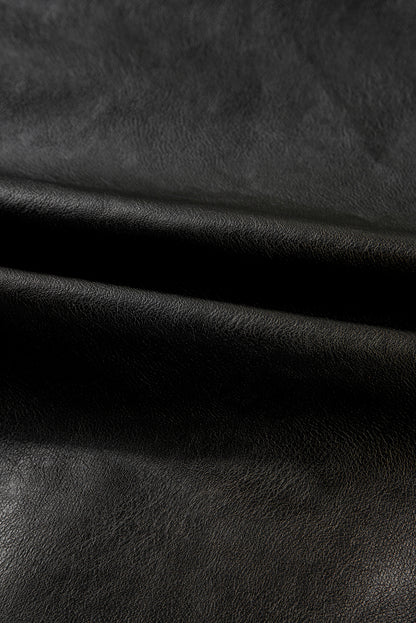 Faux Leather Button-Front Boxy Jacket