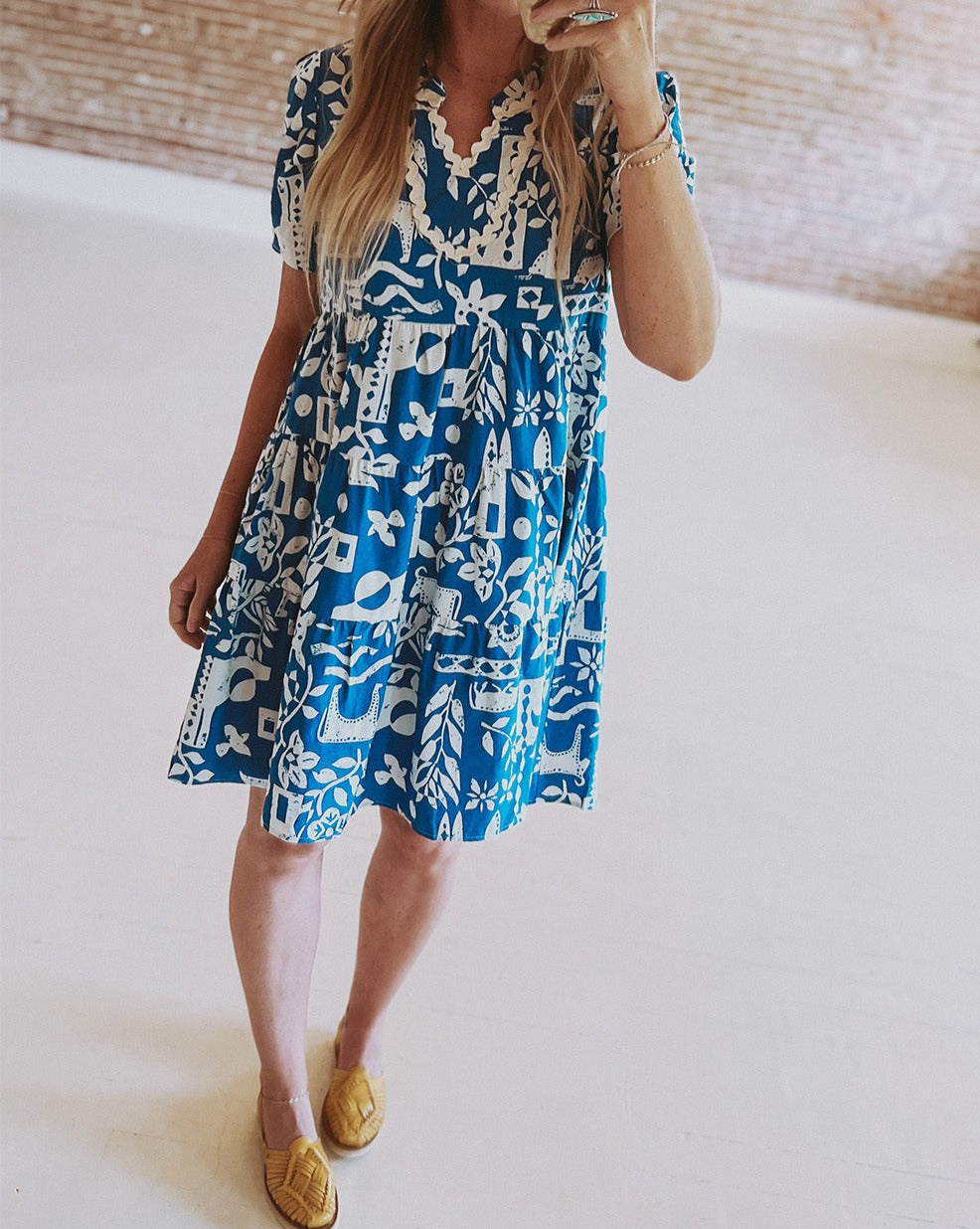 Floral Short Sleeve Tiered Dress