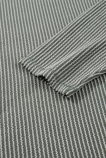 Solid Corded Knit Long Sleeve Top