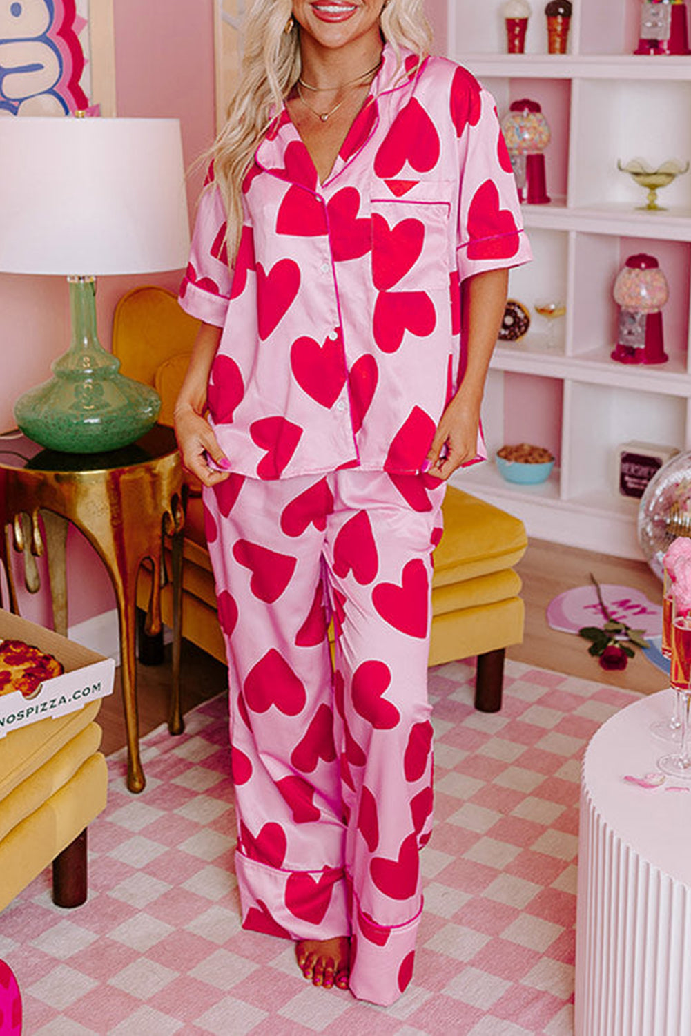 Heart Top and Pants Pajama Set