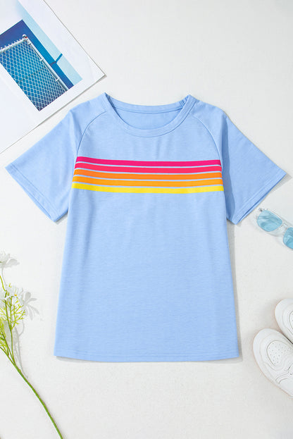 Stripe Patch Front Short Sleeve Tee
