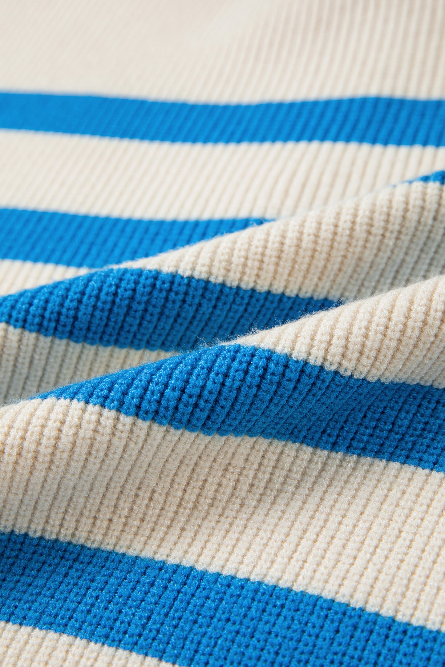 Stripe Ribbed Half-Zip Collar Sleeveless Sweater