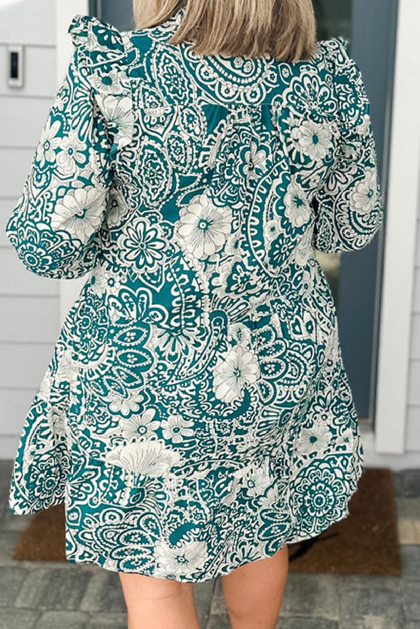 Floral Flounce Sleeve Dress Plus Size