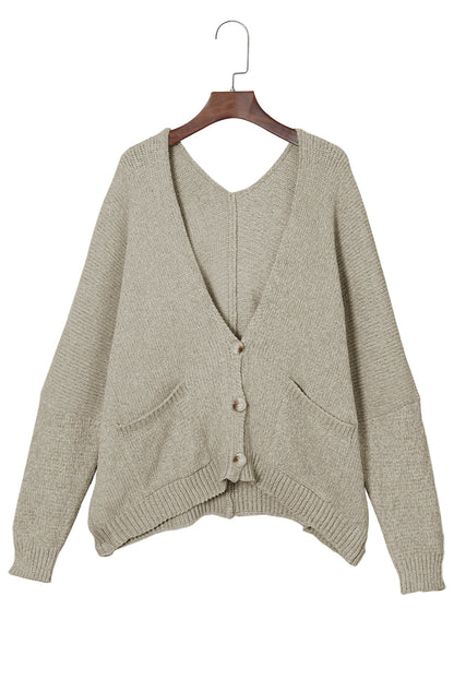 Button Front Pocketed Sweater Cardigan