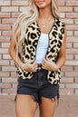 Leopard Sherpa Buttoned Vest Coat