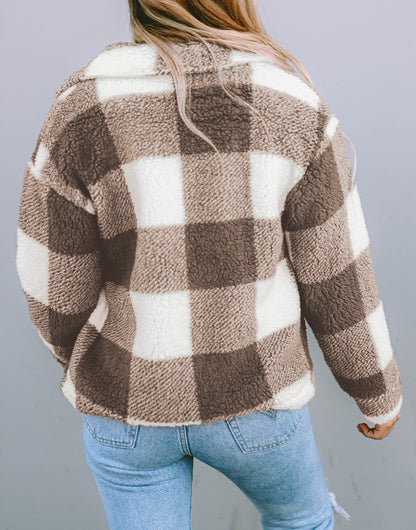 Plaid Sherpa Open Front Shacket