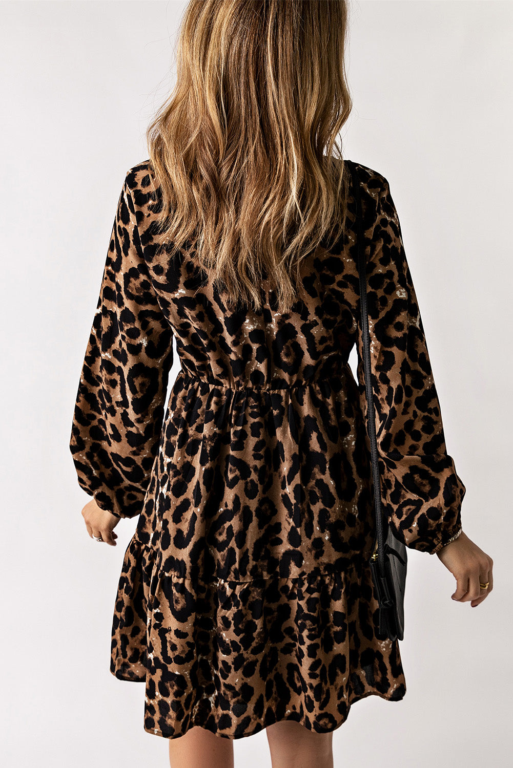 Leopard Ruffle Long Sleeve Dress